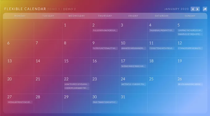 Отличный календарь на сайт Flexible Calendar