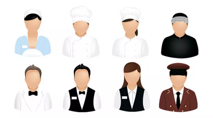 8 иконок-аватаров персонала ресторана, кафе, закусочной или бара